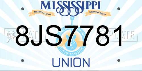 8JS7781 Mississippi License Plate