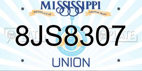 8JS8307 Mississippi License Plate