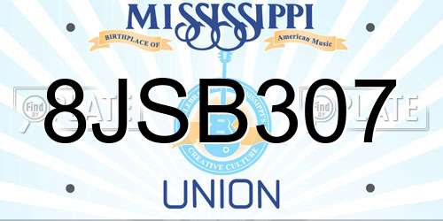 8JSB307 Mississippi License Plate