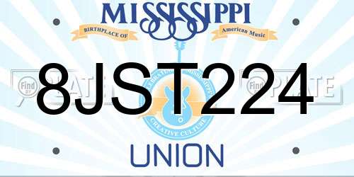 8JST224 Mississippi License Plate