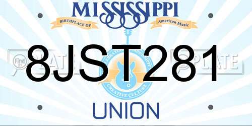 8JST281 Mississippi License Plate