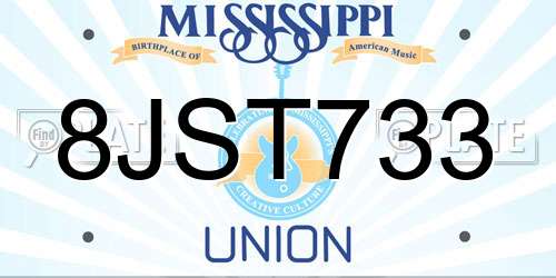 8JST733 Mississippi License Plate