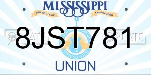 8JST781 Mississippi License Plate