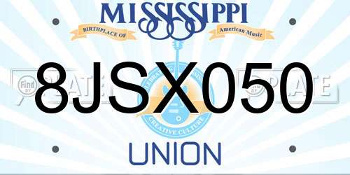 8JSX050 Mississippi License Plate
