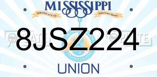8JSZ224 Mississippi License Plate