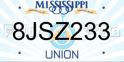 8JSZ233 Mississippi License Plate