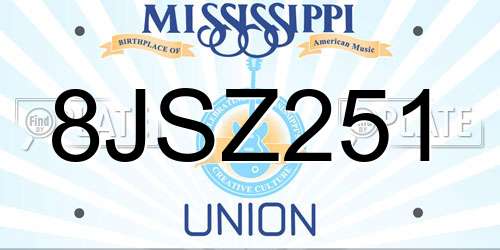 8JSZ251 Mississippi License Plate
