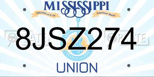 8JSZ274 Mississippi License Plate