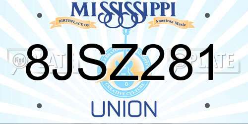 8JSZ281 Mississippi License Plate