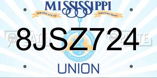 8JSZ724 Mississippi License Plate