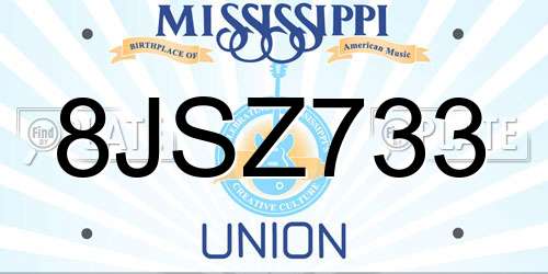 8JSZ733 Mississippi License Plate