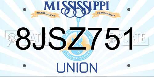 8JSZ751 Mississippi License Plate