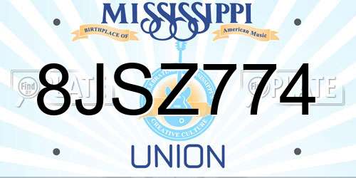 8JSZ774 Mississippi License Plate