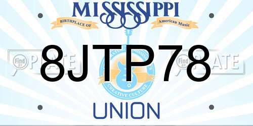 8JTP78 Mississippi License Plate