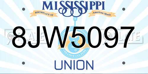 8JW5097 Mississippi License Plate