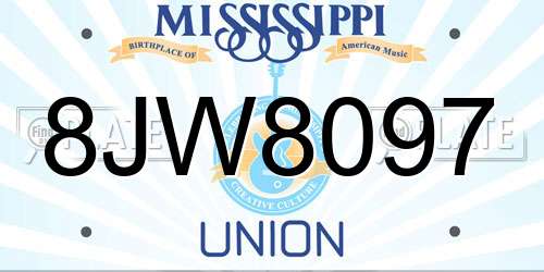 8JW8097 Mississippi License Plate