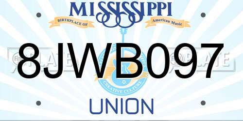 8JWB097 Mississippi License Plate