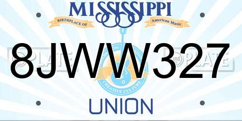 8JWW327 Mississippi License Plate