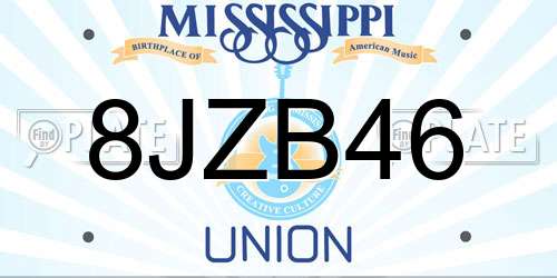 8JZB46 Mississippi License Plate