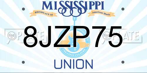 8JZP75 Mississippi License Plate