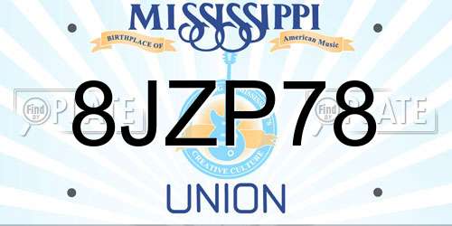 8JZP78 Mississippi License Plate