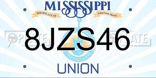 8JZS46 Mississippi License Plate