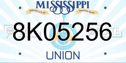 8K05256 Mississippi License Plate