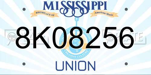 8K08256 Mississippi License Plate