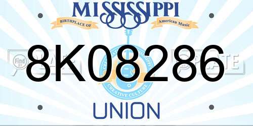 8K08286 Mississippi License Plate