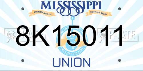 8K15011 Mississippi License Plate