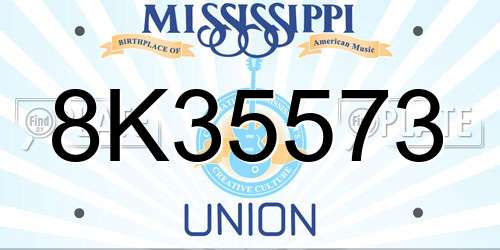 8K35573 Mississippi License Plate