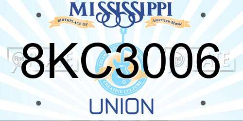 8KC3006 Mississippi License Plate