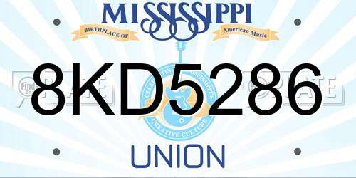 8KD5286 Mississippi License Plate