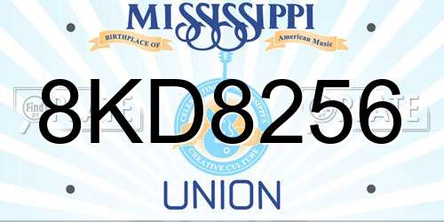 8KD8256 Mississippi License Plate