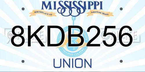 8KDB256 Mississippi License Plate
