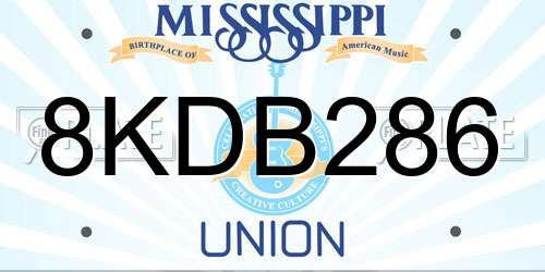 8KDB286 Mississippi License Plate