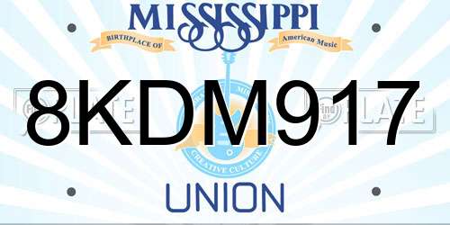 8KDM917 Mississippi License Plate