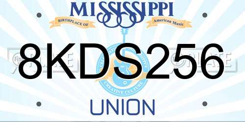 8KDS256 Mississippi License Plate