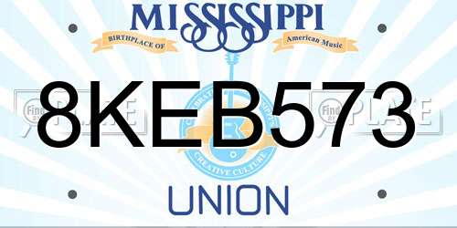 8KEB573 Mississippi License Plate