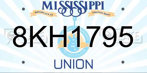 8KH1795 Mississippi License Plate