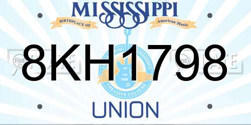 8KH1798 Mississippi License Plate