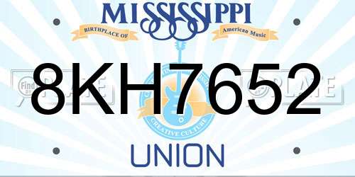8KH7652 Mississippi License Plate