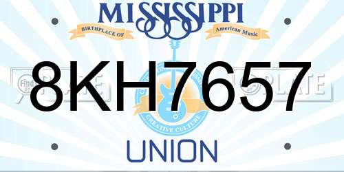 8KH7657 Mississippi License Plate
