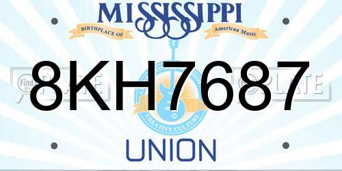 8KH7687 Mississippi License Plate