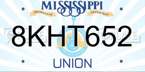 8KHT652 Mississippi License Plate