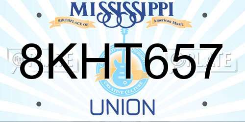 8KHT657 Mississippi License Plate