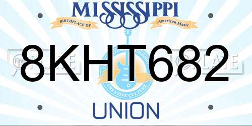 8KHT682 Mississippi License Plate