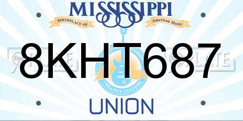 8KHT687 Mississippi License Plate