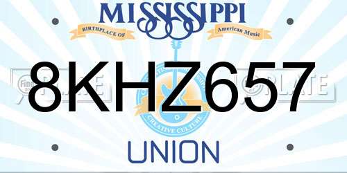 8KHZ657 Mississippi License Plate