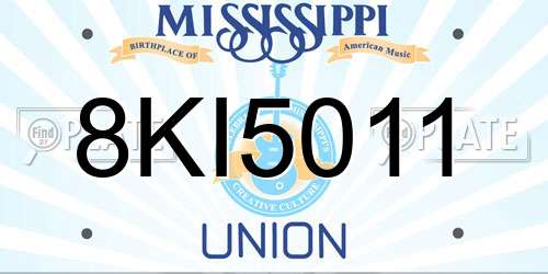 8KI5011 Mississippi License Plate